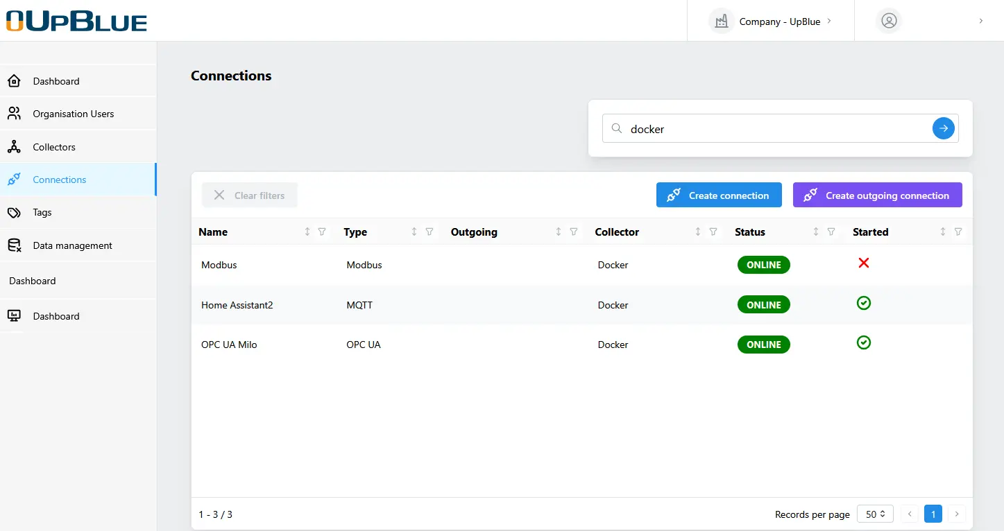 UpBlue Management Environment Connections