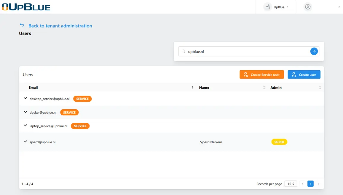 UpBlue Management Environment Connections